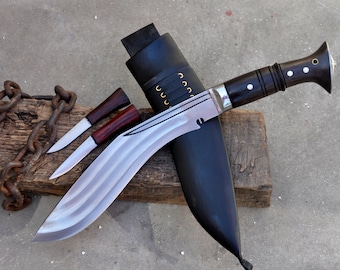 10 inches long Blade khukuri-3 chirra kukri-3 fullers on the Blade-Full tang-Real working-Tempered-sharpen-Ready to use-Handmade in Nepal