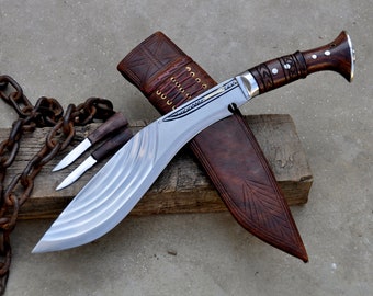 13 inches long Blade Authentic kukri knife-5 chirra Gurkha khukuri machete-Fullers on the Blade-Full tang-Tempered-sharpen-Ready to use