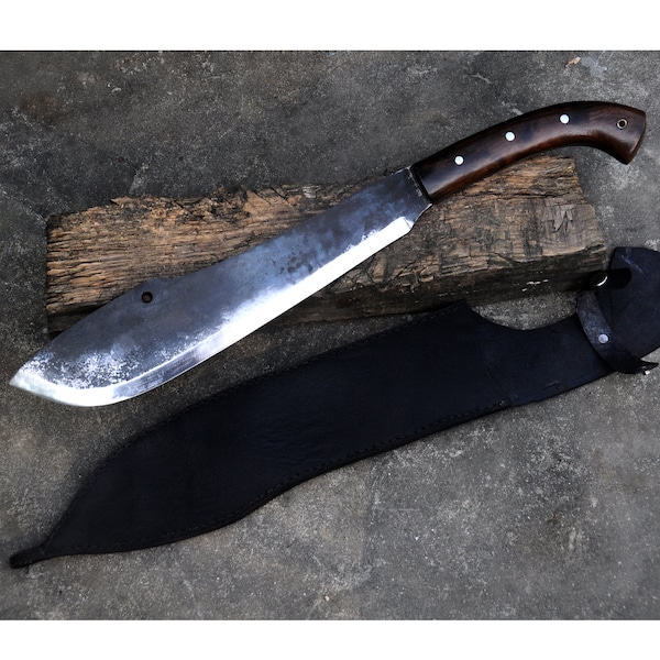 14 inches long Blade Hand forged Large Bush craft knife-Cleaver-Handmade large knife-working knife-full tang-Tempered-sharpen-Ready to use