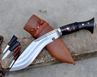 8 inches long Blade khukuri-3 chirra kukri-3 fullers on the Blade-Full tang-Real working-Tempered-sharpen-Ready to use-Handmade in Nepal
