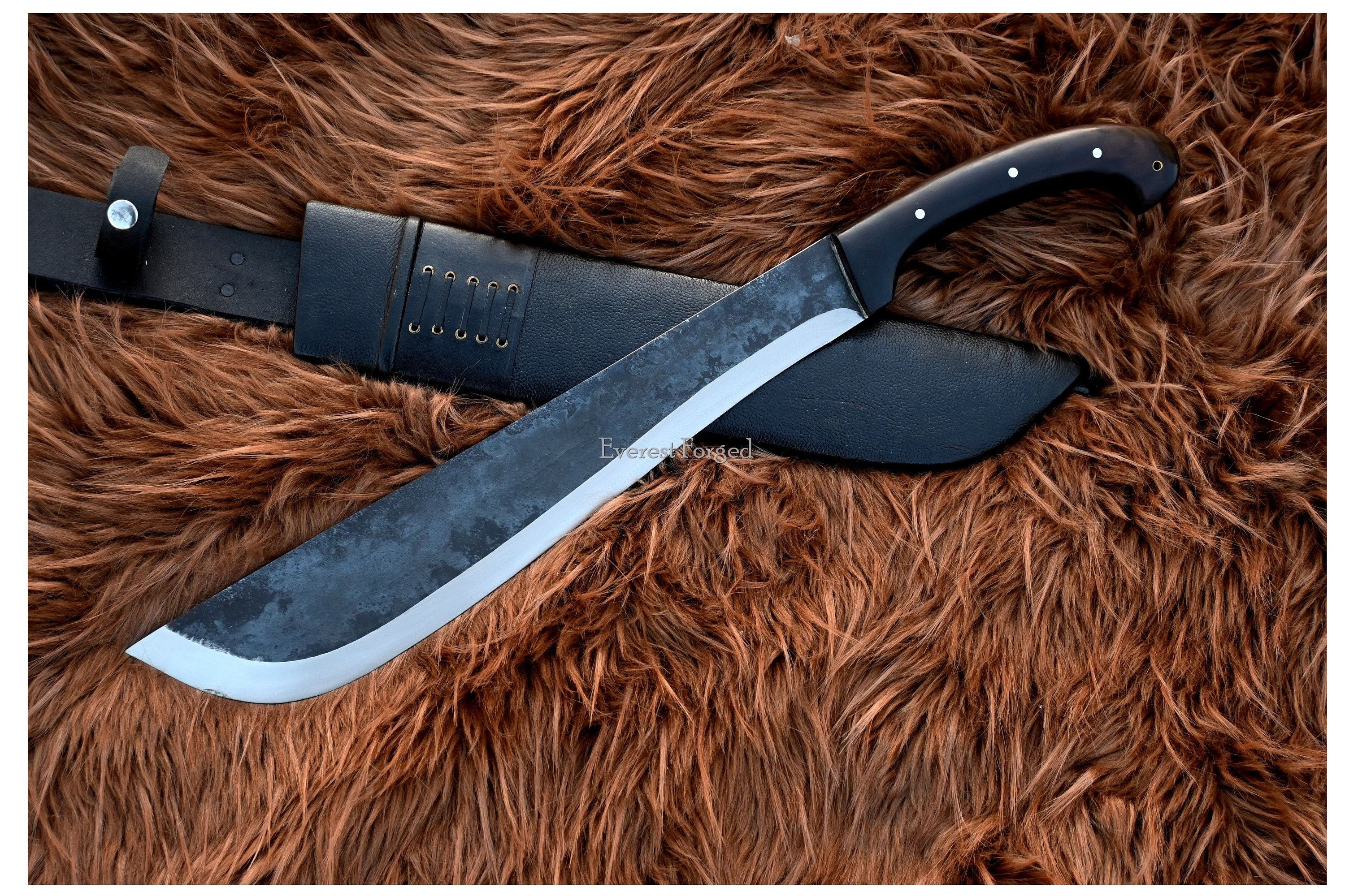 Tramontina Bolo Machete Leather Knife Sheath Cover Brown With Brass Snaps &  Rivets Bushcraft 