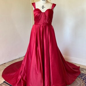 Dress Carol - Off-shoulder Draped Satin ball gown, wedding, prom dress. Custom Made Corset Dress