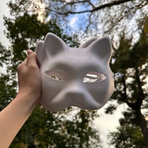 thumbnail image 2 of 20 Pcs White Cat Therian Masks - Blank DIY Masks For Painting & Costume Parties 2 of 11