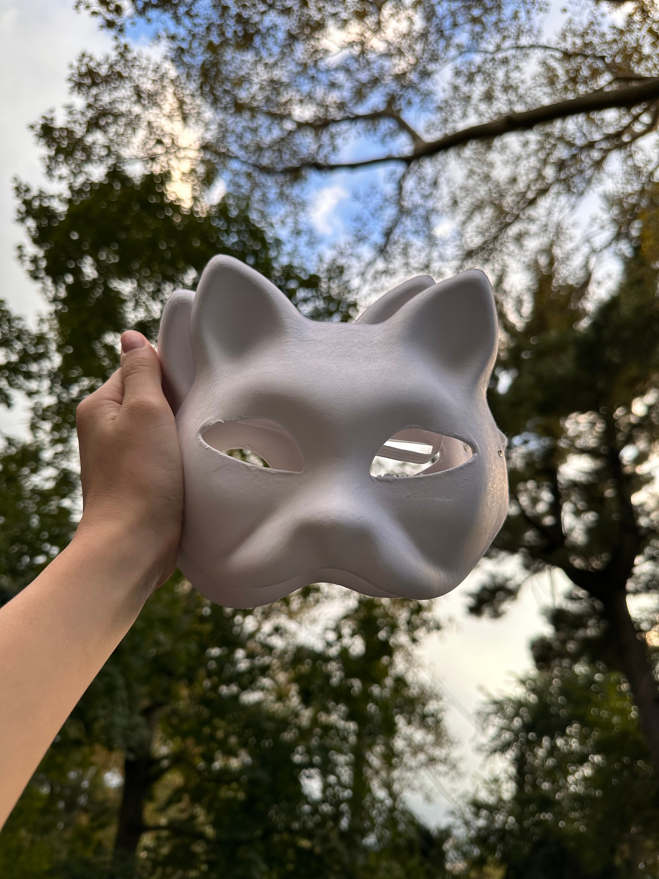 LOGOFUN 20 Pcs Cat Masks for Kids Therian Mask White Paper Blank DIY  Unpainted Animal Mask Cosplay Halloween Masquerade Party Costume Accessory