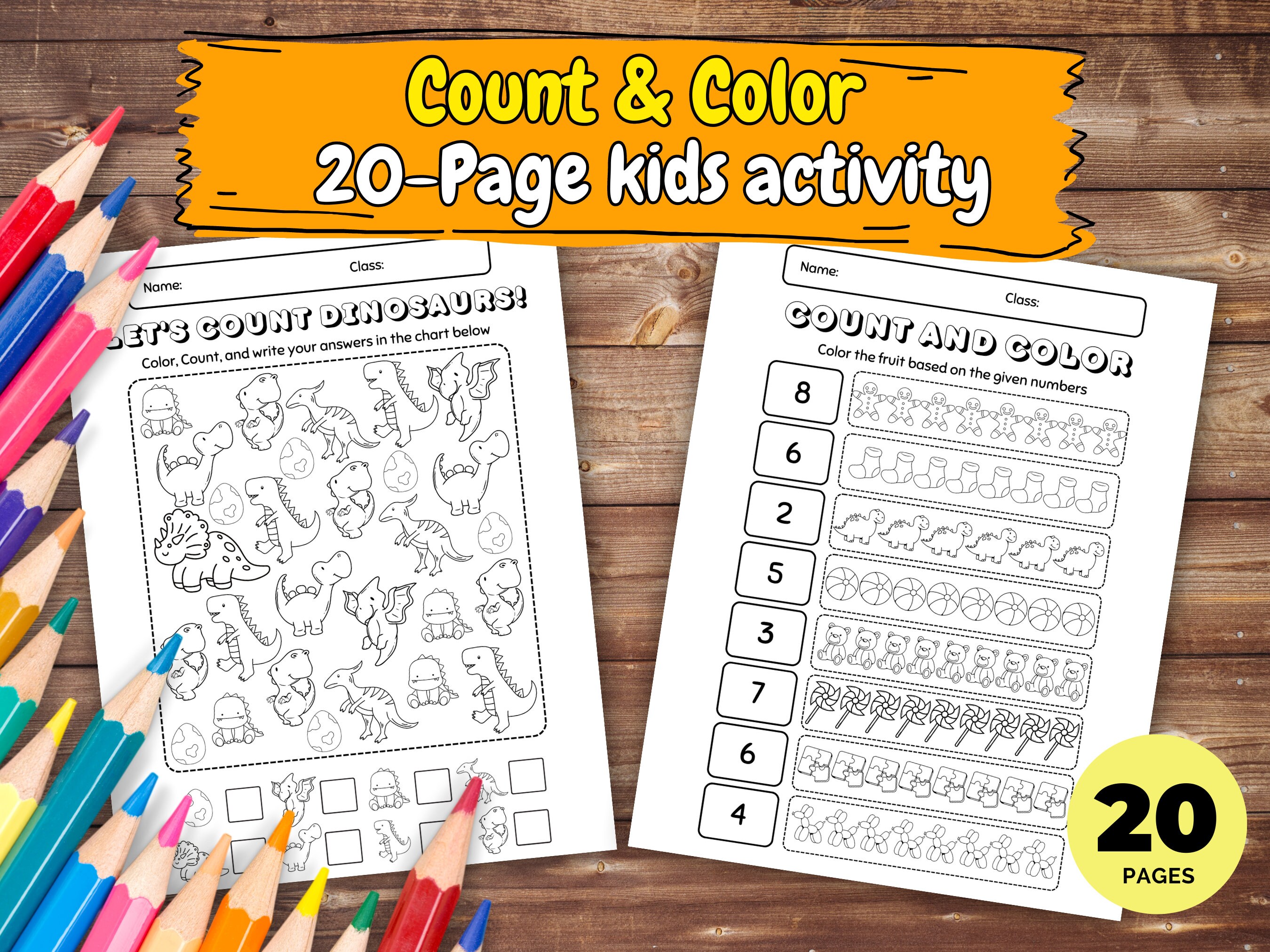 20 Page Kid Activity Printable Count Coloring Pages Counting