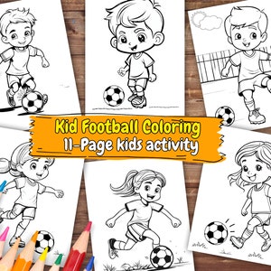 Kid Football Coloring Pages Printable, Football Coloring Pages, Soccer Coloring Book, SportColoring, Kid Game Birthday Activity, PDF DIGITAL