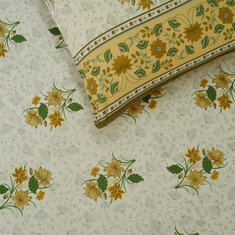 120TC Egyptian Cotton Green Floral King Size Cotton Bedding Etsy