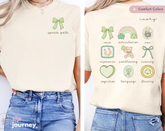 Coquette Bow Girly Trendy St Patricks Day SLP Shirt | Comfort Colors Shirt, Cute Pediatric SLP Gift, Size S-4XL