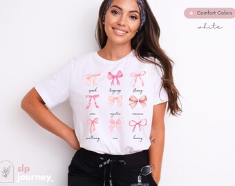 Speech Therapy Preppy Coquette Bow Comfort Colors Shirt, SLP Shirt, Speech Therapy Tee, Speech Pathologist Gift, Graduation Gift