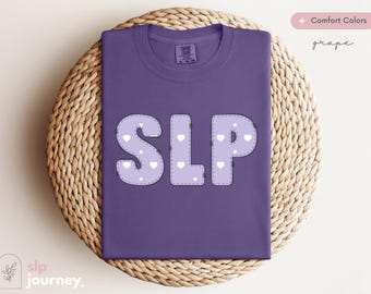 Speech Therapy Valentines Day Purple Hearts Shirt | Gift for SLPs, SLPAs, Graduate Student, Speech Language Pathologists | Comfort Colors®