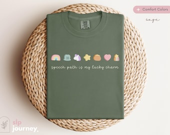 Lucky Charm St Patricks Day SLP Shirt | Comfort Colors Shirt, Cute Pediatric SLP Gift, Size S-4XL
