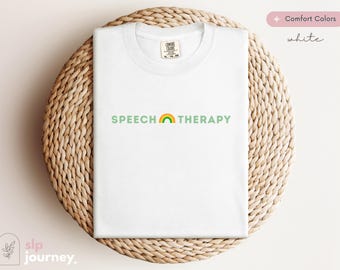 SLP St Patricks Day Speech Therapy Rainbow Shirt | Comfort Colors Shirt, Cute Pediatric SLP Gift, Size S-4XL