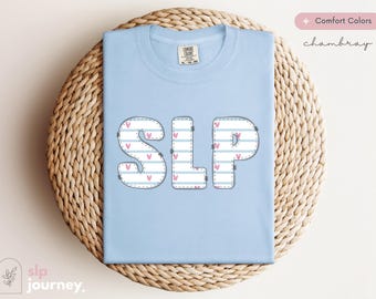 Speech Therapy Valentines Day Blue Hearts Shirt | Gift for SLPs, SLPAs, Graduate Student, Speech Language Pathologists | Comfort Colors® Tee