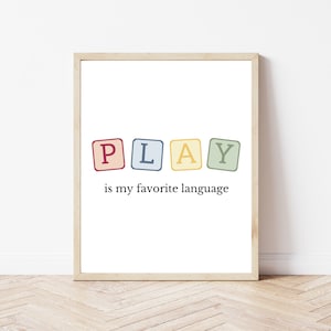 Speech Therapy Wall Art, Digital Download, Classroom Printable Poster, Speech Language Pathology Wall Art | Play is my Favorite Language