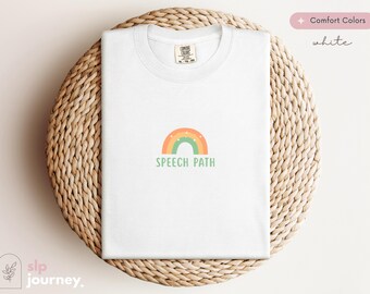 SLP St Patricks Day Rainbow Clover Shirt | Comfort Colors Shirt, Cute Pediatric SLP Gift, Size S-4XL