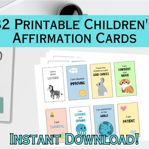 32 druckbare Affirmationskarten für Kinder, motivierende Karten, tägliche Affirmation, Positivitätskarten für Kinder, druckbare Affirmationskarten für Kinder