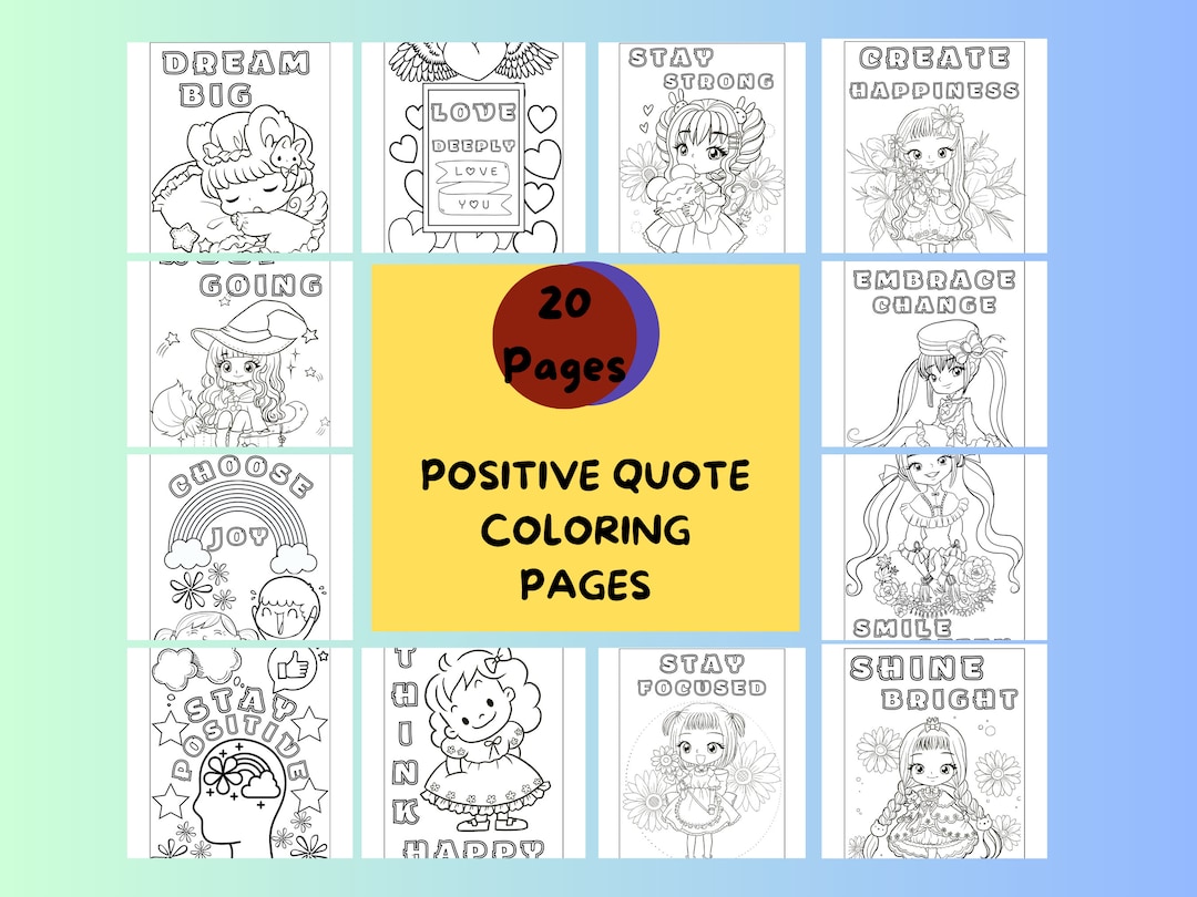Coloring Pages Positive Quotes Coloring Sheets Coloring - Etsy