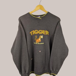 Vintage Distressed Winnie The Pooh "Tigger" Sweatshirt Pooh Crewneck Pooh Pullover Pooh Sweater Embroidery Logo Gray Color Men’s L