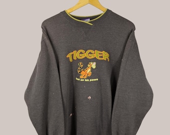 Vintage Distressed Winnie The Pooh "Tigger" Sweatshirt Pooh Crewneck Pooh Pullover Pooh Sweater Embroidery Logo Gray Color Men’s L