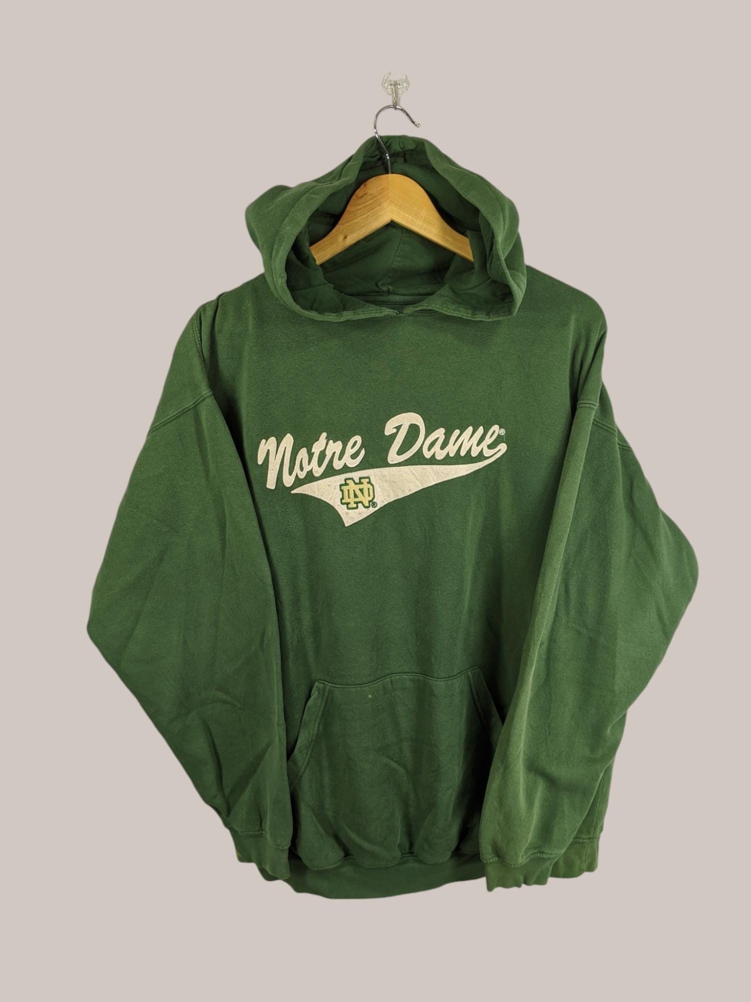 Distressed Vintage Notre Dame Sweatshirt Notre Dame Crewneck Notre Dame Fighting Irish Sweater University Notre Dame Embroidery Logo GreenXL
