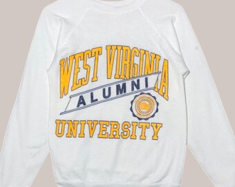 Vintage 80s West Virginia Mountaineers University Alumni Sweatshirt XS West Virginia Printed Logo Jumper West Virgina  Size XS