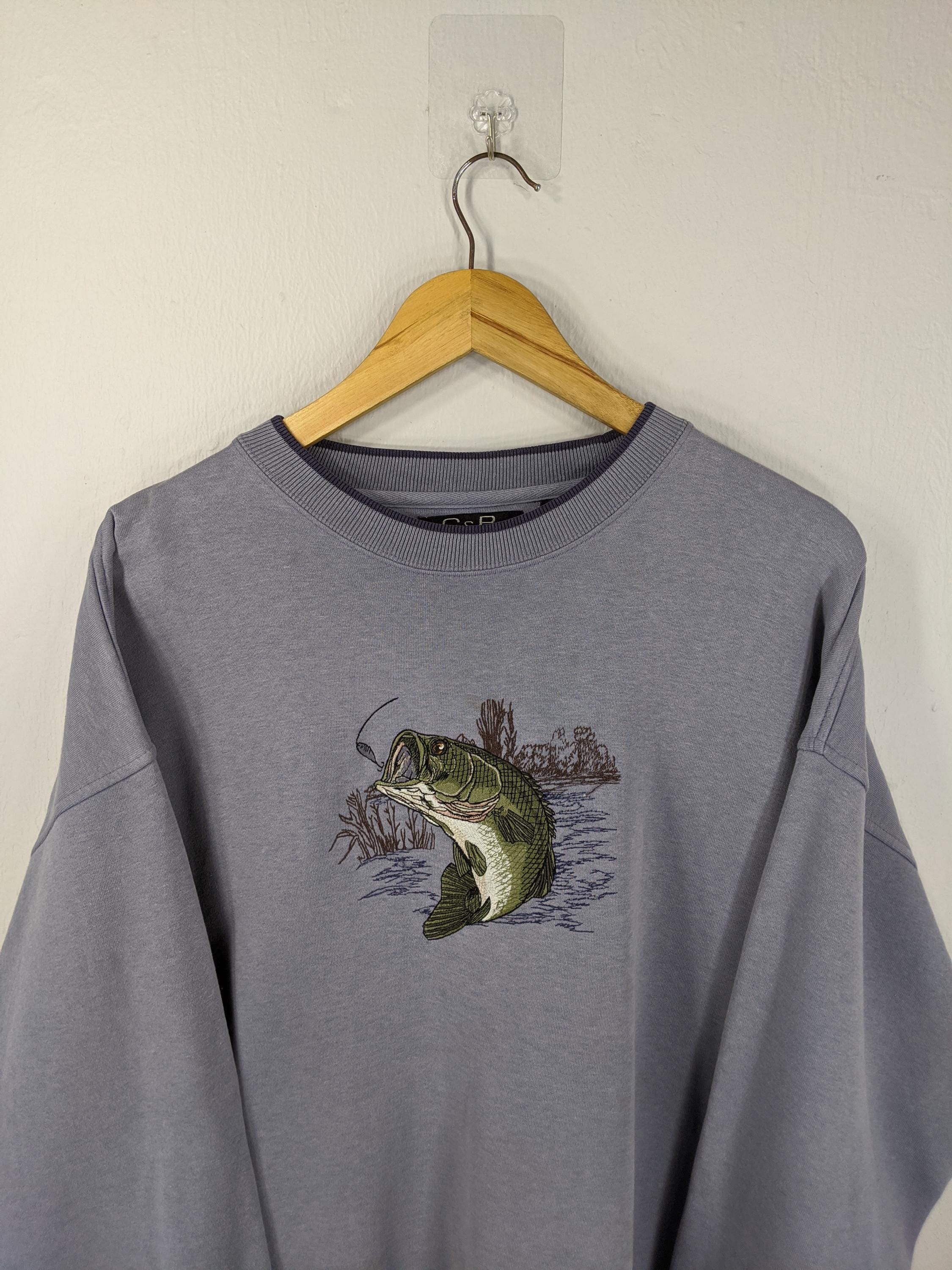 Distressed Vintage Bass Fish Sweatshirt Bass Fish Crewneck Bass
