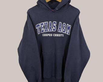 Vintage Texas A&M University–Corpus Christi Hoodie Texas AM Crewneck Texas University Sweater Pullover Embroidery Logo Gray Fit XL
