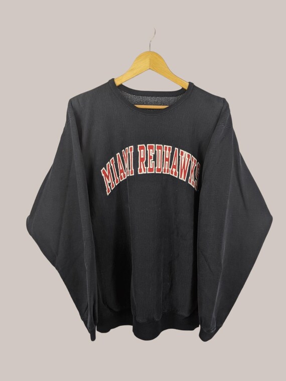 Vintage NCAA Miami Redhawks Sweatshirt Redhawks Pullover Sweater Redhawks Crewneck Jumper Miami Redhawks Embroidery Black Colour Saiz L Etsy Canada