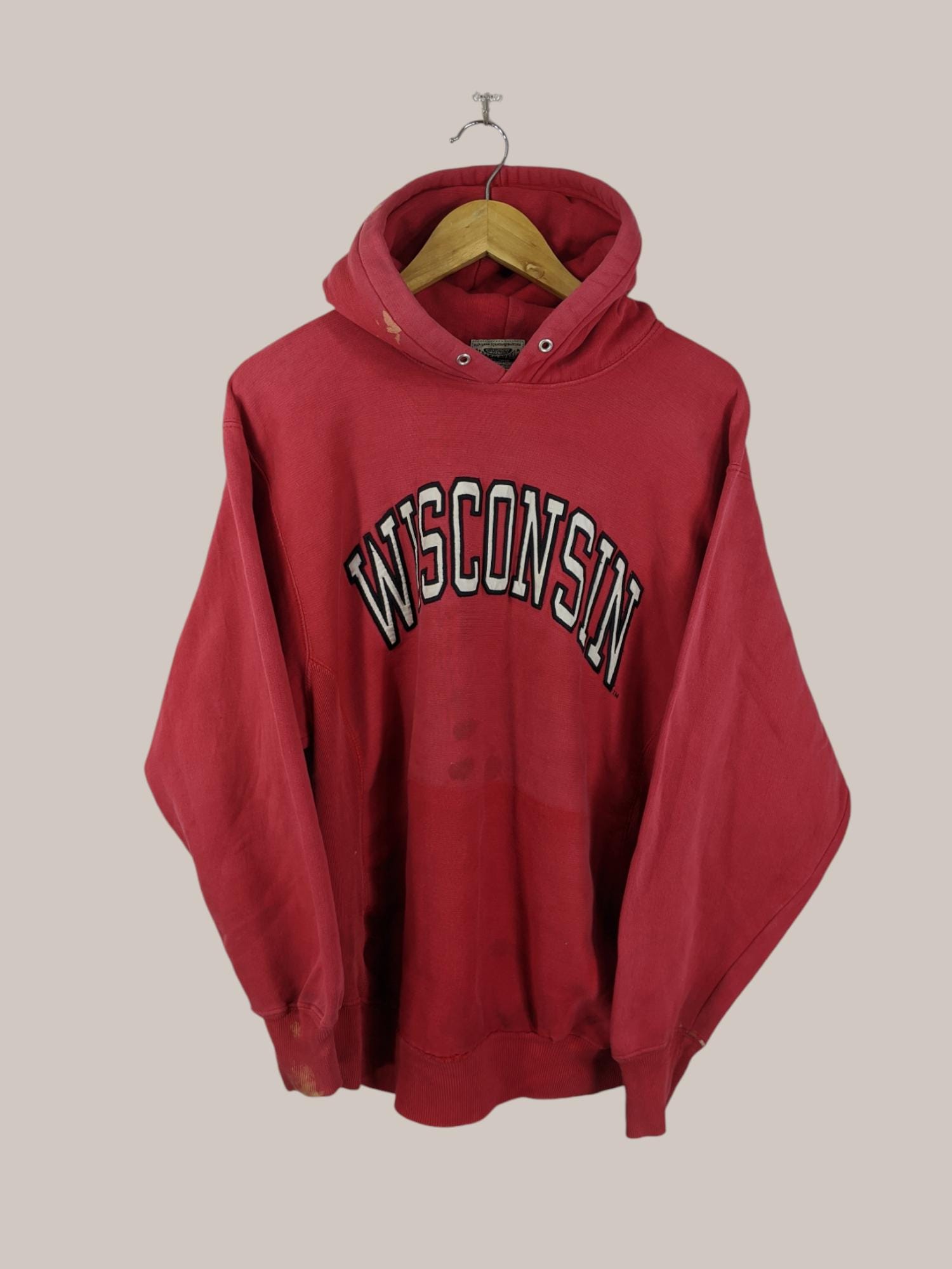 Sweat-shirt à col rond brodé Wisconsin vintage fin des années