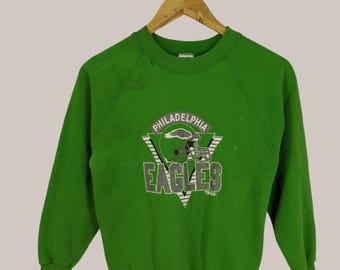 Vintage Philadelphia Eagles Football NFL groen sweatshirt Philadelphia Eagles gedrukte trui Eagles National Football ronde hals maat jeugd L