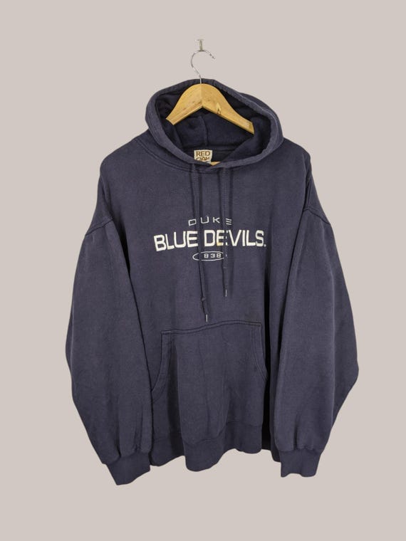 Vintage NCAA Duke Devils University Hoodie Duke Crewneck Duke Sweater  Pullover Duke University Blue Devils Embroidery Logo Black XXL