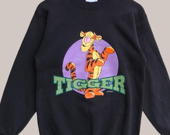 Vintage 90s Winnie The Pooh "Tigger" Sweatshirt Pooh Crewneck Pooh Pullover Pooh Sweater Printed Logo Black Color Men’s M