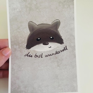 Postkarte Waschbär / Postkarte A6/ Postkarte Kinder/ Geburtstagskarte/ motivationskarten