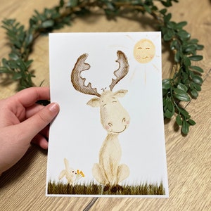 Postkarte Elch/ Postkarte A5/ Postkarte Kinder/ Geburtstagskarte