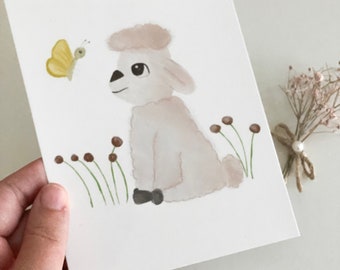 Postcard sheep/ Postcard A6/ Postcard children/ Birthday card