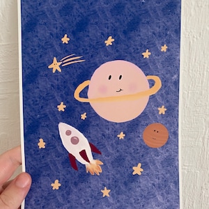 Postkarte Weltall/ Postkarte A5/ Postkarte Kinder/ Geburtstagskarte/ Postkarte Planeten/ Postkarte Weltraum