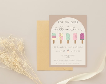Popsicle Birthday Invitation Template, Popsicle Birthday Invitation Template Download, Editable Invitation, Instant Download, Renley