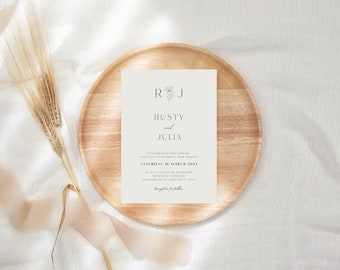 Minimalist Wedding Invitation Template, Wedding Invitation Template Download, Editable Modern Wedding Invite, Instant Download, Julia