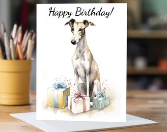 Greyhound Birthday Present Card | A5 Dog Greeting Card | Dog Card