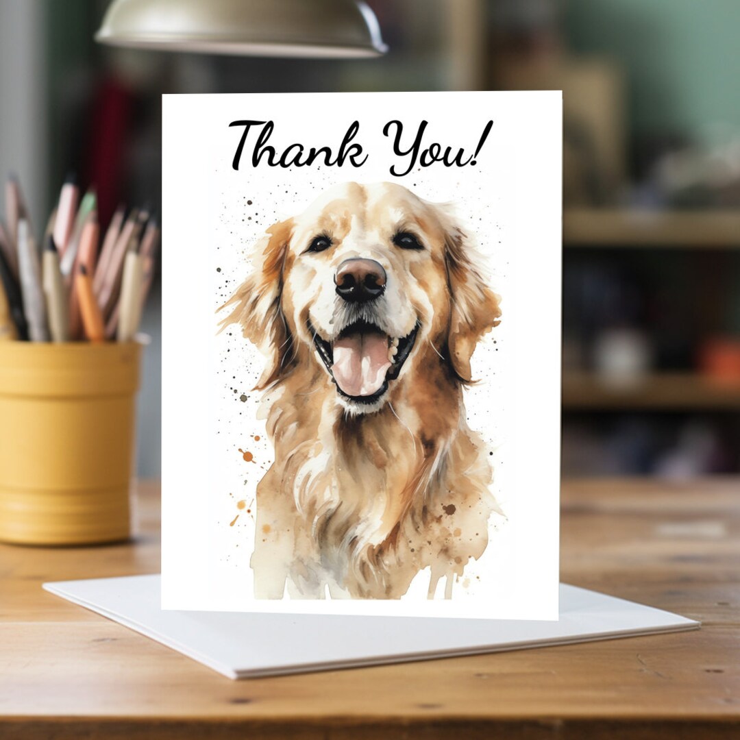 Golden Retriever Thank You Card A5 Dog Greeting Card Dog Card Etsy