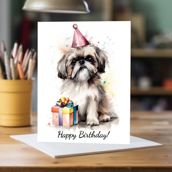 Shih Tzu Birthday Present Card | A5 Dog Greeting Card | Dog Card