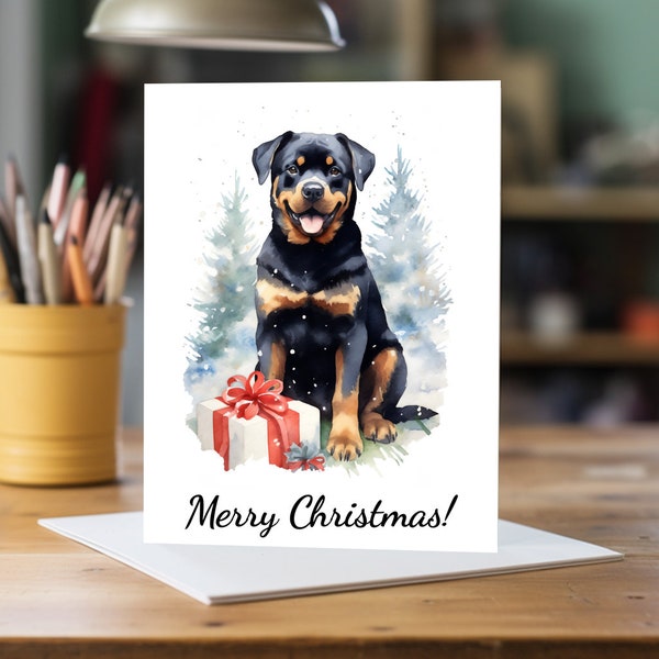 Rottweiler Christmas Card | A5 Dog Greeting Card | Dog Card