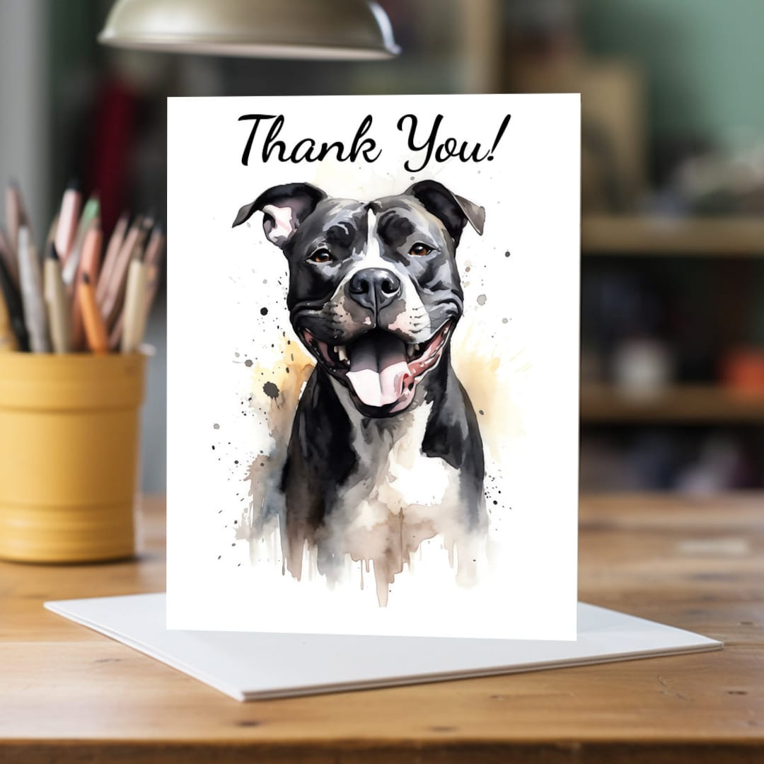 Staffordshire Bull Terrier Thank You Card A5 Dog Greeting Card Dog Card ...