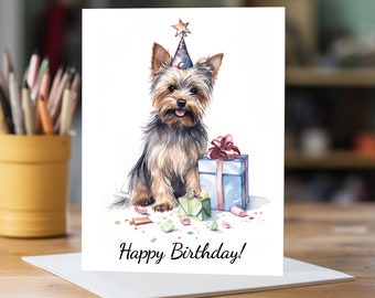 Yorkshire Terrier Birthday Present Card | A5 Dog Greeting Card | Dog Card