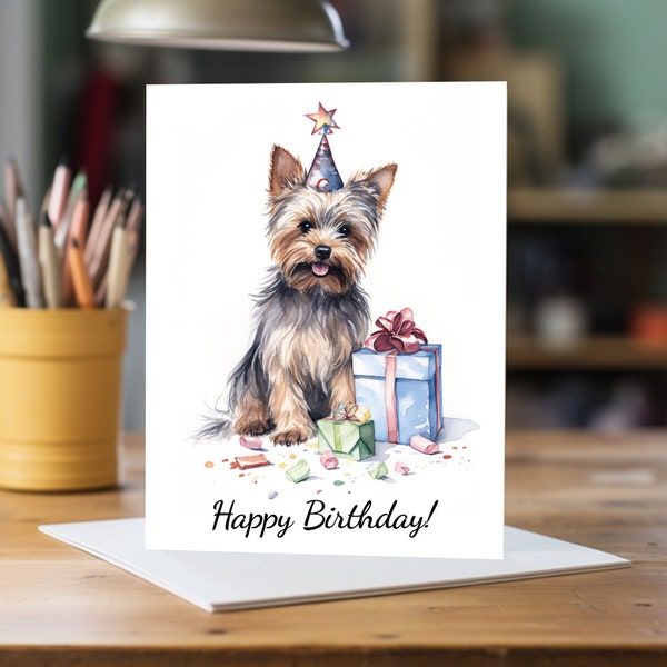 Yorkshire Terrier Birthday Present Card | A5 Dog Greeting Card | Dog Card