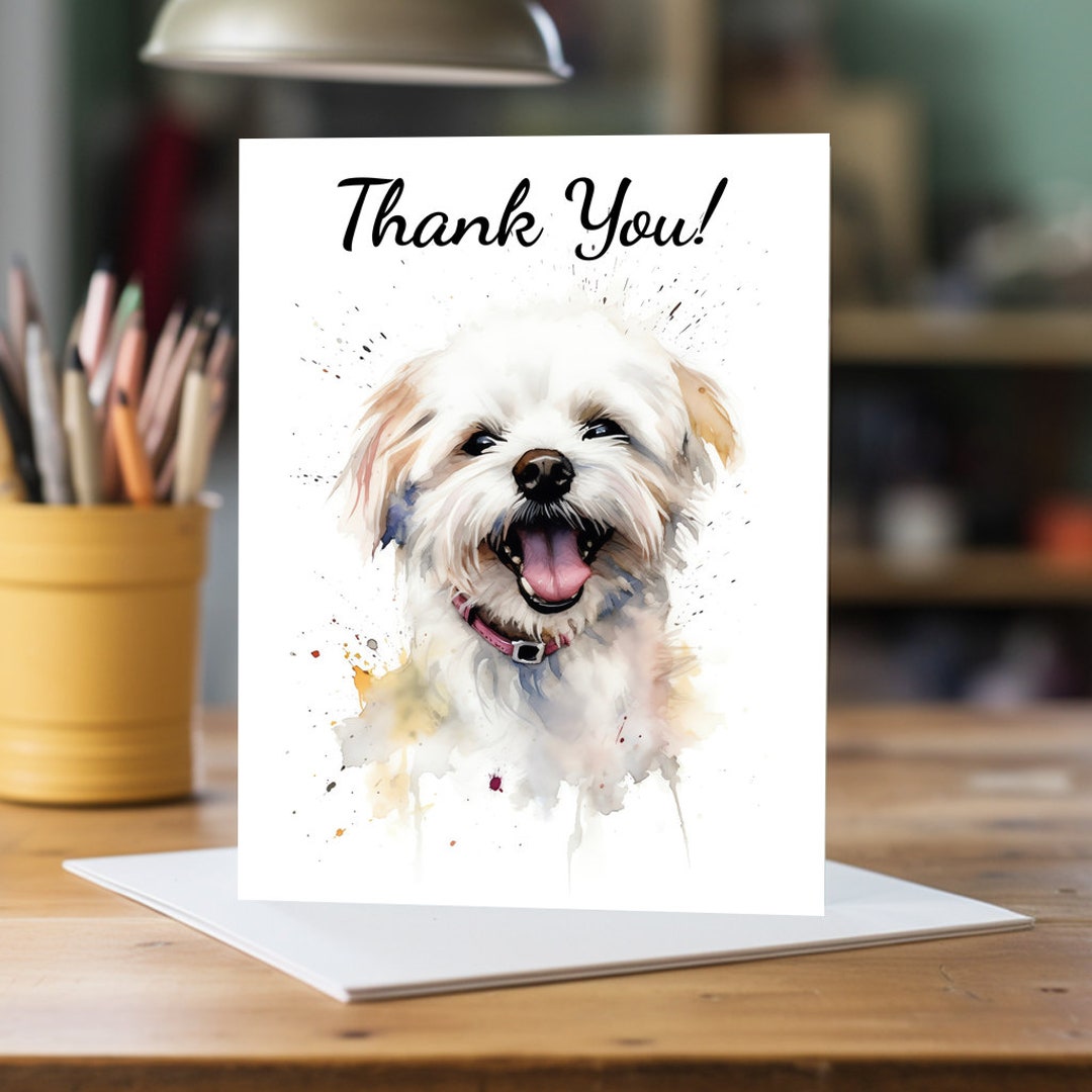 Maltese Thank You Card A5 Dog Greeting Card Dog Card Etsy