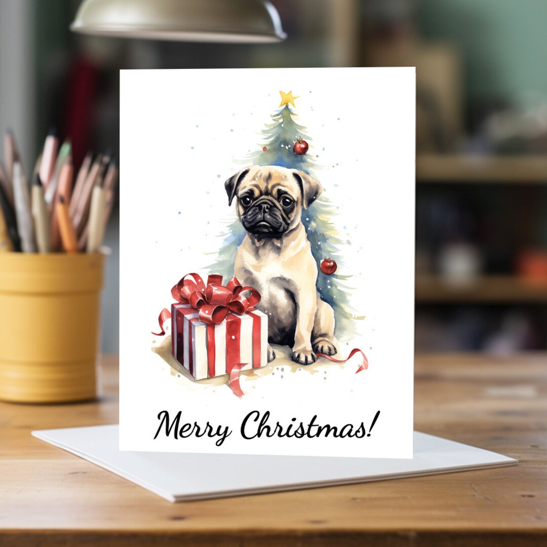 Pug Christmas Card A5 Dog Greeting Card Dog Card - Etsy