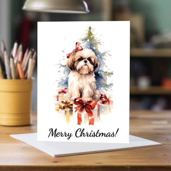 Shih Tzu Christmas Card | A5 Dog Greeting Card | Dog Card