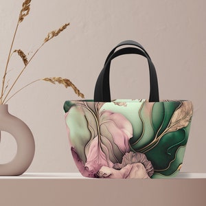 Lunch Bag With Handles 3D Leaves Lunch Tote On The Go Handbag Gift For Her Picnic Bag Lunch Box Cary Food Bag For Women