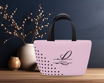 Custom Pink Lunch Bag for Women, Personalized Name Insulated Lunch Tote Bag for Adults, Monogram Cute Lunch Bag, Gift for Her